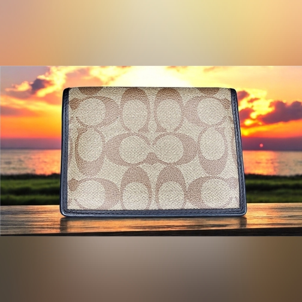 Coach Signature Bi-Fold Wallet In Brown Coated Canvas & Leather - Picture 2 of 9